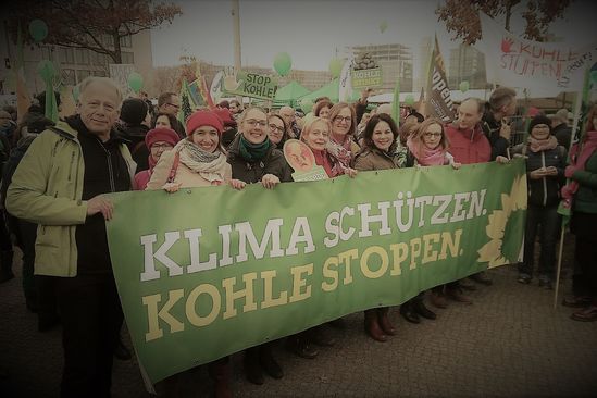 Klima-Kohle-Demo, u.a. gemeinsam mit Jürgen Trittin, Katharina Dröge und Annalena Baerbock (v.l.n.r.)